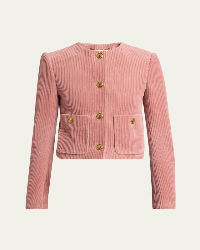 Corduroy Crop Single-Breasted Jacket